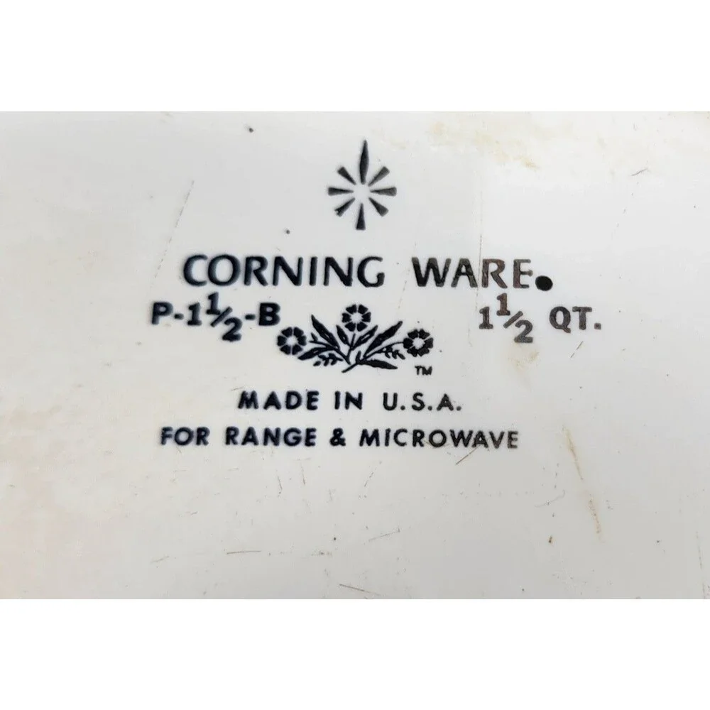 Corning Ware Blue Cornflower Casserole Dishes W/ Chipped Lid 1½ Q & 6½ Skillet